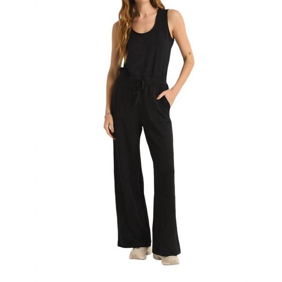 NEW Z SUPPLY layover modal fleece jumpsuit in black - Picture 3 of 4
